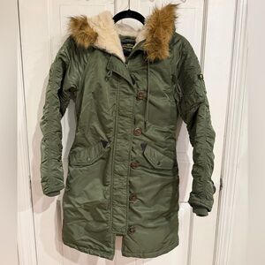 Alpha Industries Olive Parka with Faux Fur Hood